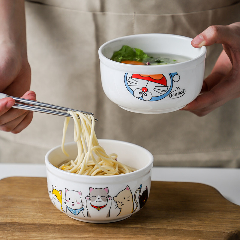 Ceramic fresh-keeping bowl instant noodle bowl microwave special soup bowl with lid refrigerator sealed box round set bowl fruit box