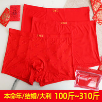 Ben Life Mens Underwear Flat Corner Pants Modale Big Code Fat Son Faggot Wedding Celebration Wedding Celebration Big Red 300 Catty