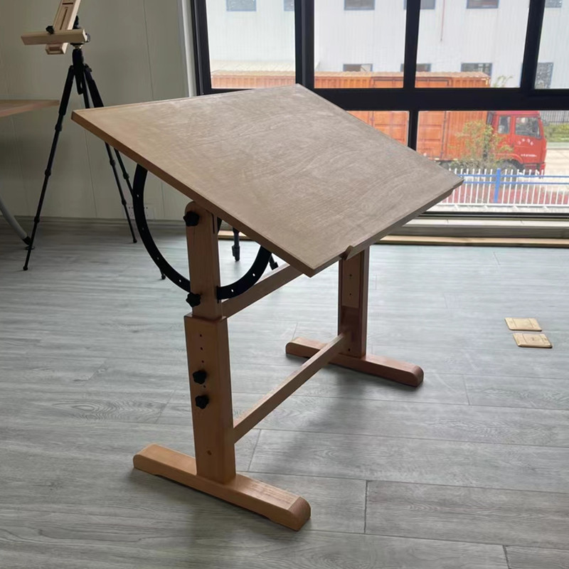 Art Student Painting Table Solid Wood Workbench Adjustable Tilt Angle Lifting Drawing Table Easel