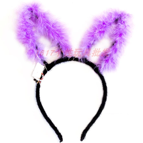 Новая модель расширила 14 огней золотые шелковые перья головные уши, блестящие плюшевые кроличьи уши ушей.