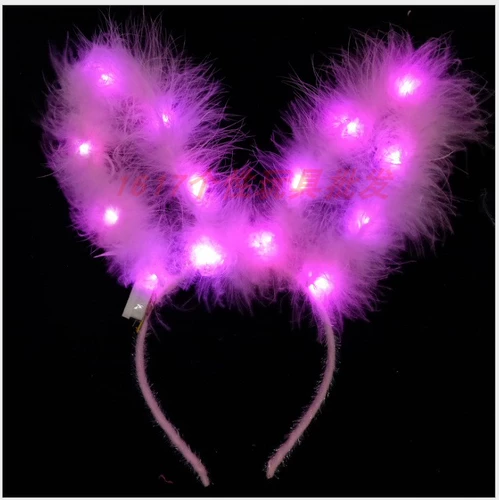 Новая модель расширила 14 огней золотые шелковые перья головные уши, блестящие плюшевые кроличьи уши ушей.