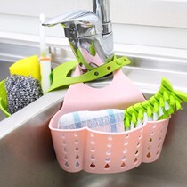 Stainless steel dishwashing sponge scrub wire brush storage rack kitchen debris drain hanging basket suction cup blue