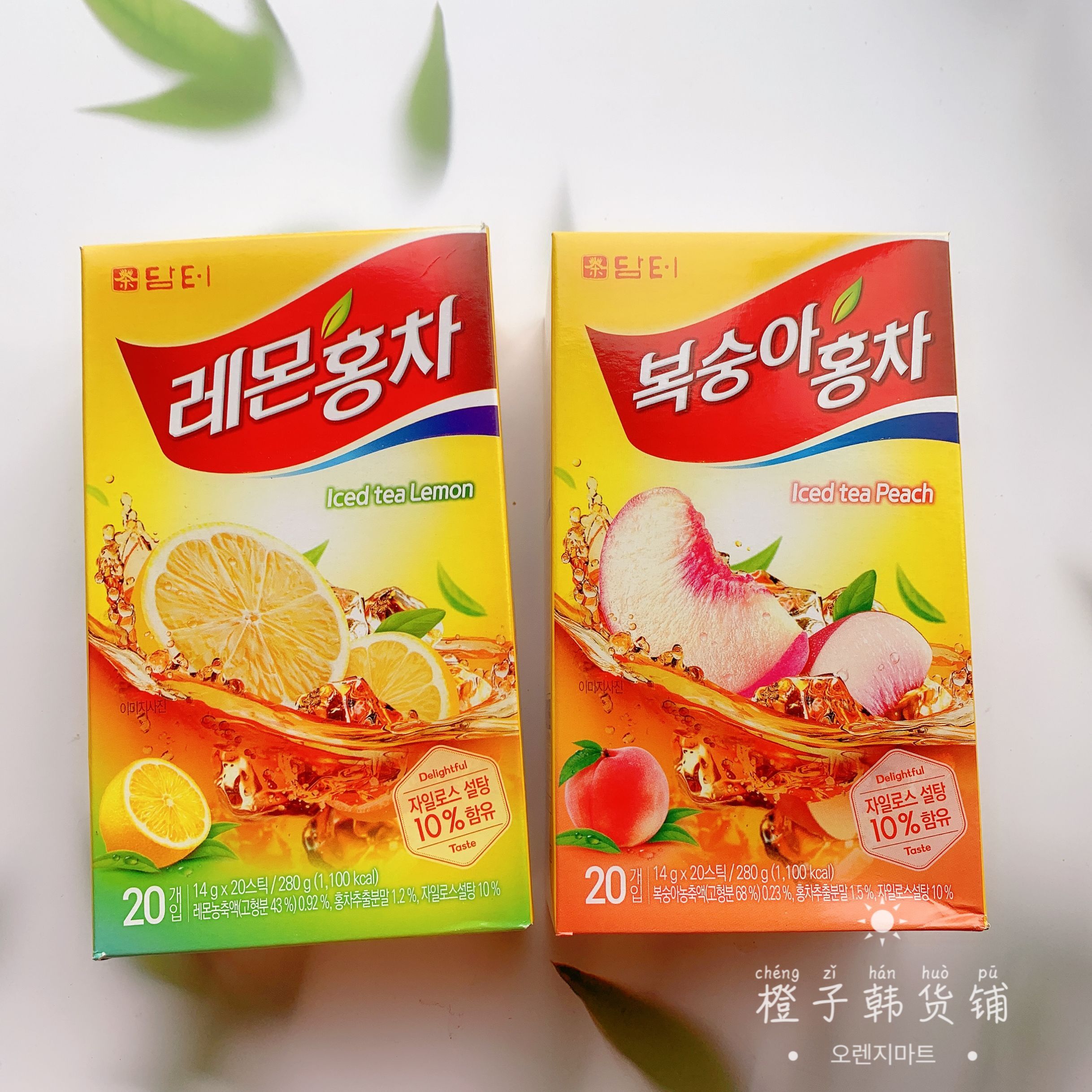 Korea imported Dent peach lemon Iced black tea Peach flavor drink instant sweet and sour summer juice