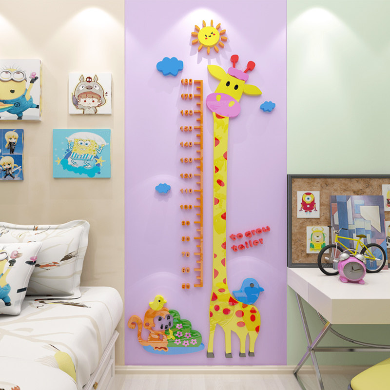 Giraffe cartoon measurement children baby height wall stickers decoration children's room bedroom kindergarten classroom wall stickers