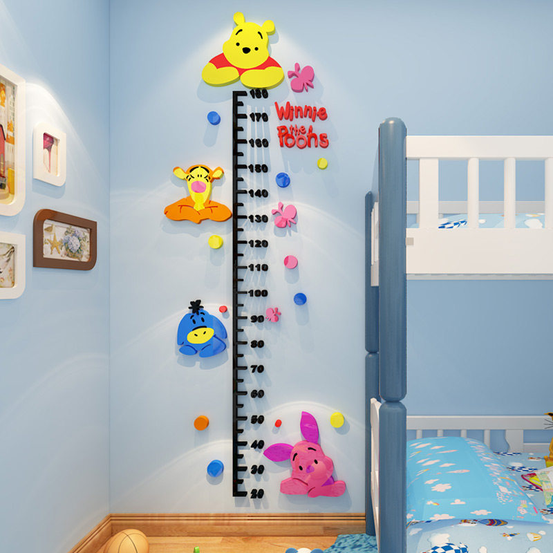Small Bear Vini Cartoon Children Measure Height Wall Stickup Adornment Children's Room Bedroom 3d Solid Acrylic Wall Sticker