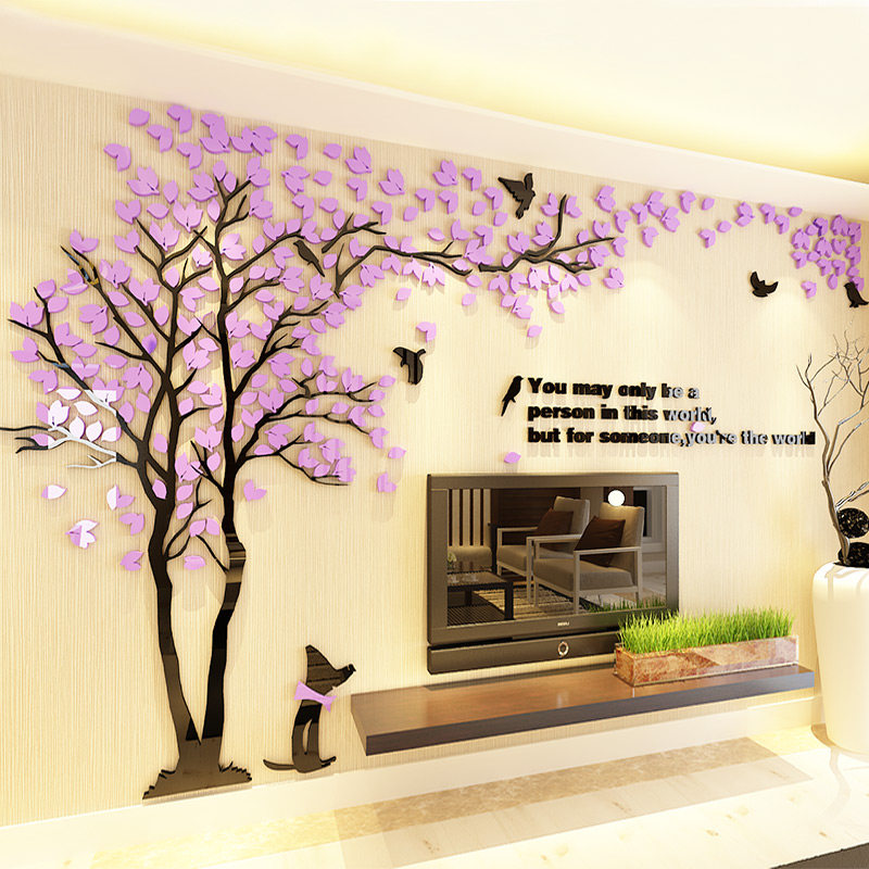 Lovers Tree creative cozy Romantic Decoration Living Room Sofa TV Background Wall 3d Stereo Acrylic Wall Sticker