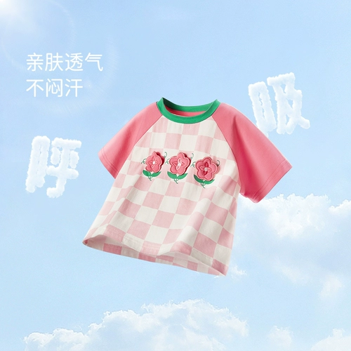 Футболка, летняя детская тонкая летняя одежда для девочек, короткий рукав, 3 лет