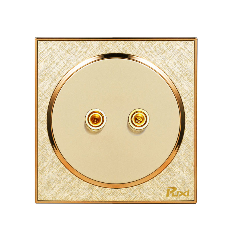 Type 86 Champagne Golden 2 Sound Box Socket Panel Sound Socket Audio Socket Concealed connector Panel Home