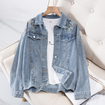 Fashion Show Big Code Womens Dress 2022 Springtime Fat Sister Minus Age Plus Fat Plus Big Code Display Slim Covered Meat Denim Jacket Female Tide