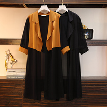 Fashion Show Big Code Womens Dress 2022 Spring Fat Sister Fashion Explicit skinny shades of open cardio-hoodie jacket womens damp