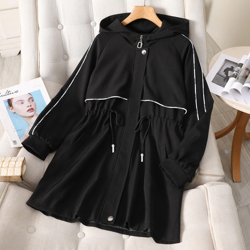 Shang Show 2022 Fall Big Code Women's Dress Temperament Fashion Tandem Cap Cashew 100 Hitch Color Display Slim Cardiovert Overcoat Overcoat Super 