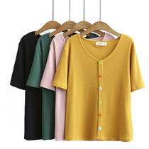 Shang Show Big Code Womens Dress 2022 Spring New Fat Mm Display Slim Short Sleeve Undershirt Summer Loose 100 Lapped Collar Cotton T-shirt