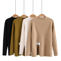 Shangxiu plus size womens clothing 2022 Korean version of the letter label slit turtleneck sweater autumn and winter loose casual sweater