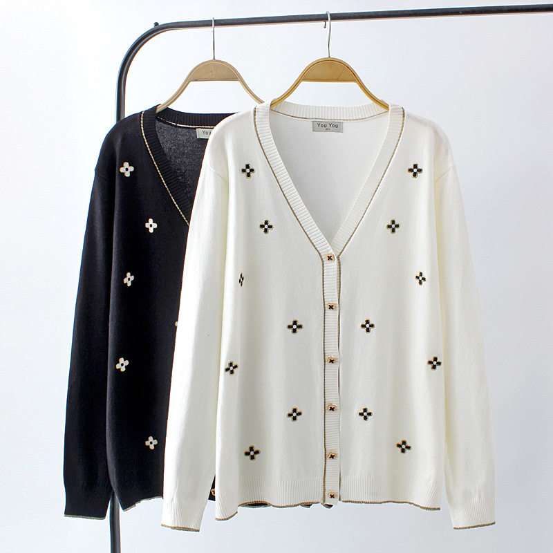 Fashion Show Great Size Women's Dress 2022 Spring New Fat MM Sensible Slim Fit Knit Jacket 100 Hitch Casual Sweater Cardiovert