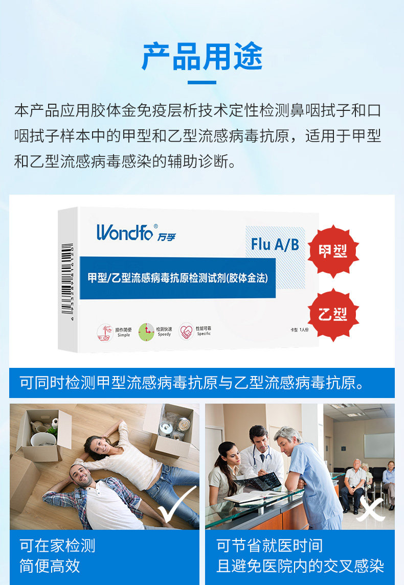 疾控中心同款 万孚 甲流乙流试纸 流感病毒检测 图2