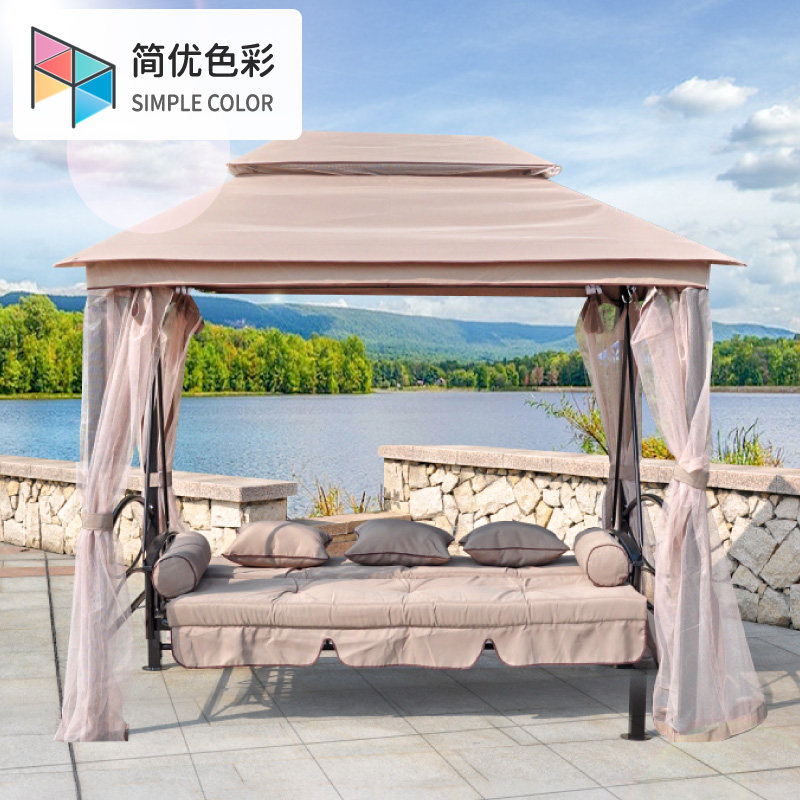 Swing Set Chair Outdoor Double Hammock Sun-Shading Home Rocking Chair Card Its Color With Window Screen Mosquito-Proof Trio Patio