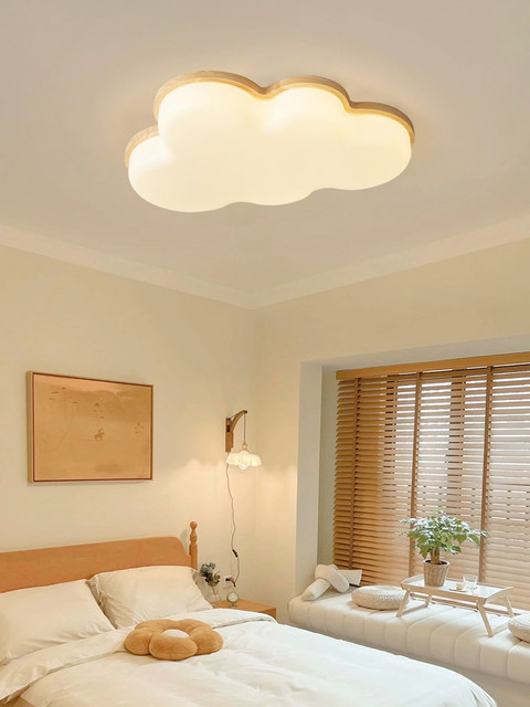 Cream style solid wood cloud ceiling lamp Nordic insled children's lamp modern minimalist warm children's room ceiling lamp