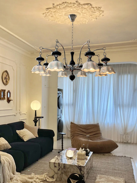 French retro style handmade ceramic living room multi-head chandelier, Nanyang style medieval bedroom chandelier, modern dining room chandelier