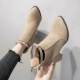 Booties nữ mùa thu đông 2018 mới hoang dã dày dặn với thời trang Martin bốt mũi nhọn cao gót nữ đơn giản sang trọng