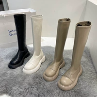Martens, хаки универсальные осенние демисезонные высокие сапоги, коллекция 2022, подходят для подростков, визуально стройнят