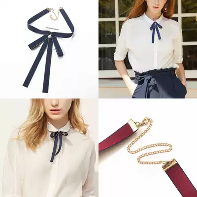 Bow Tie shirt Female professional bank stewardess overalls Korean college style British lace-up decorative bow collar flower