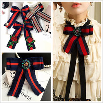 Bow tie female Korean retro British College embroidery rose butterfly bow tie tie flower professional brooch accessories tie