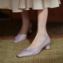 GAIAIER retro late wind ~ 2021 New genuine leather 100 hitch casual elegance low and low heel womens shoes womens shoes