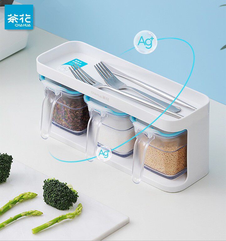 Tea Flowers Europlatines * Sort by press Seasoning Box Silver silver Antibacterial Seasoning Jar Sauce box Seasoning Box Salt Intake Bottle