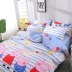 Bông vải cotton bốn mảnh màu đỏ 1,8m tấm vải trải giường đơn đôi chăn ba mảnh trải giường 1,5m bộ chăn ga gối đệm cute Bộ đồ giường bốn mảnh