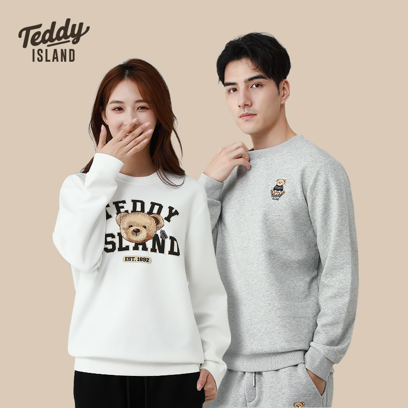 Teddy Ailan Couple Sweatshirts for Men and Women, Same Style, Autumn and Winter Casual Loose Trendy Brand Embroidered Korean Style Bear Tops