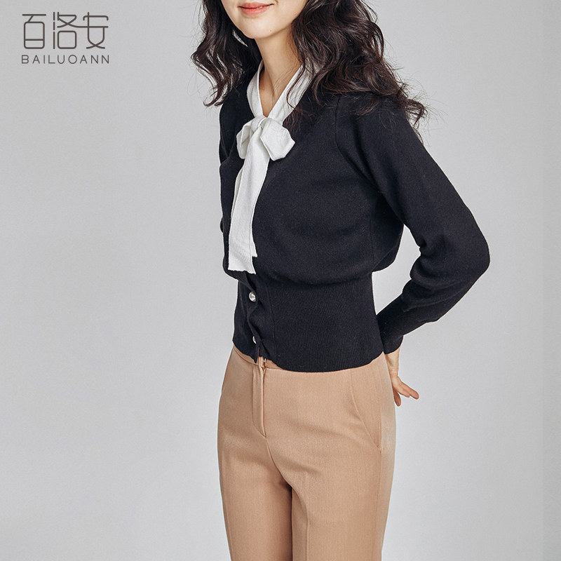 100 Logan V Coloured floating with needle cardigan cardigan cardigan New Han Fan Short long sleeve sweater outlap jacket