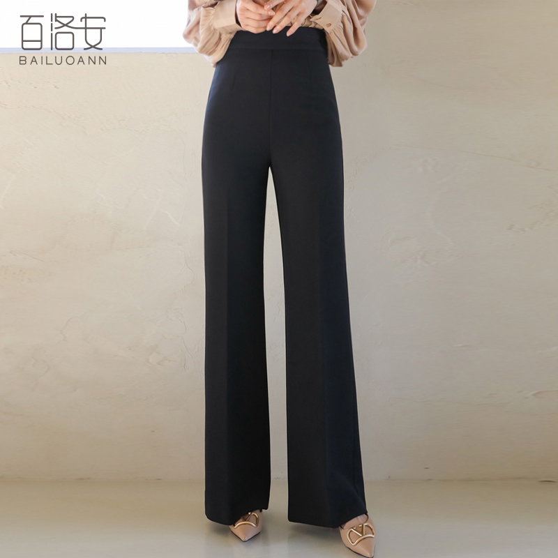 100 Loane Lady Western Dress Pants Spring Dress New Temperament High Waist Display Slim Fit Pants Woman Black Commuter Long Pants Wide Pants