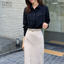 Bailuoan temperament commuter shirt womens autumn New loose Joker long sleeve slim shirt simple professional shirt
