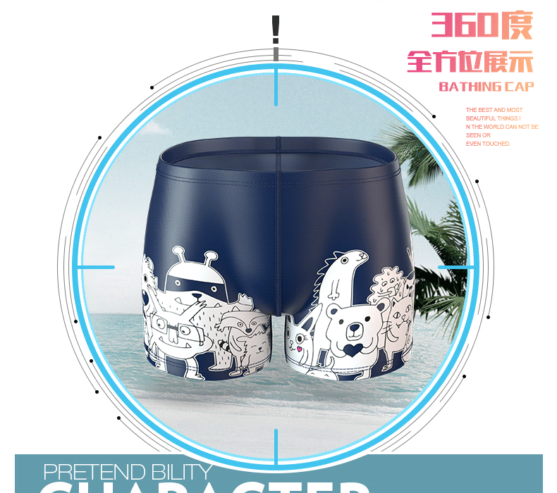 Cá bay quần bơi nam quần boxer quần bơi chống đập phá phim hoạt hình lỏng lẻo kích thước lớn bãi biển spa thời trang áo tắm người lớn quần tắm nam