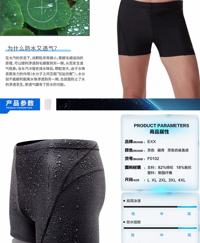 Quần short boxer quần bơi không thấm nước mũ bơi HD kính 3 bộ đồ bơi nam ba mảnh suối nước nóng không thấm nước kích thước lớn