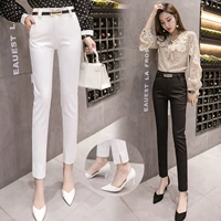 Белые осенние приталенные штаны, тонкий костюм, высокая талия, подходит для подростков, свободный прямой крой