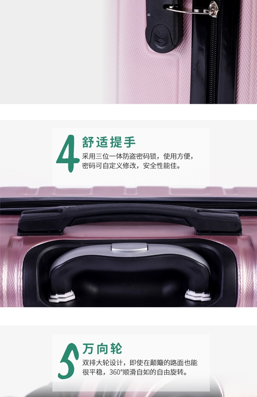 Hành lý in lưới đèn đỏ nhỏ đòn bẩy mật khẩu hộp du lịch nữ kèn 20 nam 18 inch nội trú Hàn Quốc - Va li
