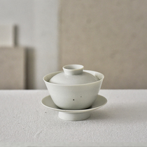 -Taoyuan Daily-Antique grass and wood ash glaze cover three Cai bowl Foundation tea machine hidden mountain Hall