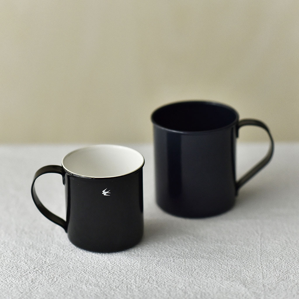 - Taoyuan daily - Japanese enamel mug cup black and blue coffee cup black and blue two colors home with GSP swallowing