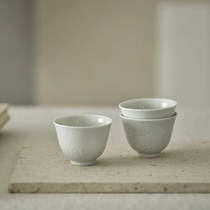 -Taoyuan daily-poetry portrayed single cup green and white glaze Master Cup full hand