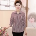 Áo sơ mi mẹ dài tay áo cardigan trung niên cỡ lớn ve áo T-shirt top mùa hè mỏng phần trung niên mùa xuân và mùa thu quần áo nữ - Cộng với kích thước quần áo áo kiểu nữ de thương Cộng với kích thước quần áo