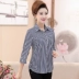 Áo sơ mi mẹ dài tay áo cardigan trung niên cỡ lớn ve áo T-shirt top mùa hè mỏng phần trung niên mùa xuân và mùa thu quần áo nữ - Cộng với kích thước quần áo Cộng với kích thước quần áo