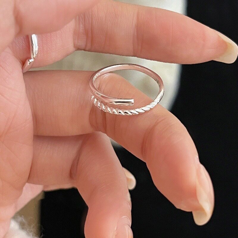 S925 sterling silver thin version cross ring women's niche design open index finger ring simple Korean hand jewelry gift
