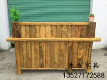 New Chinese cashier counter Vintage custom hotel solid wood bar Health museum Tea house reception desk