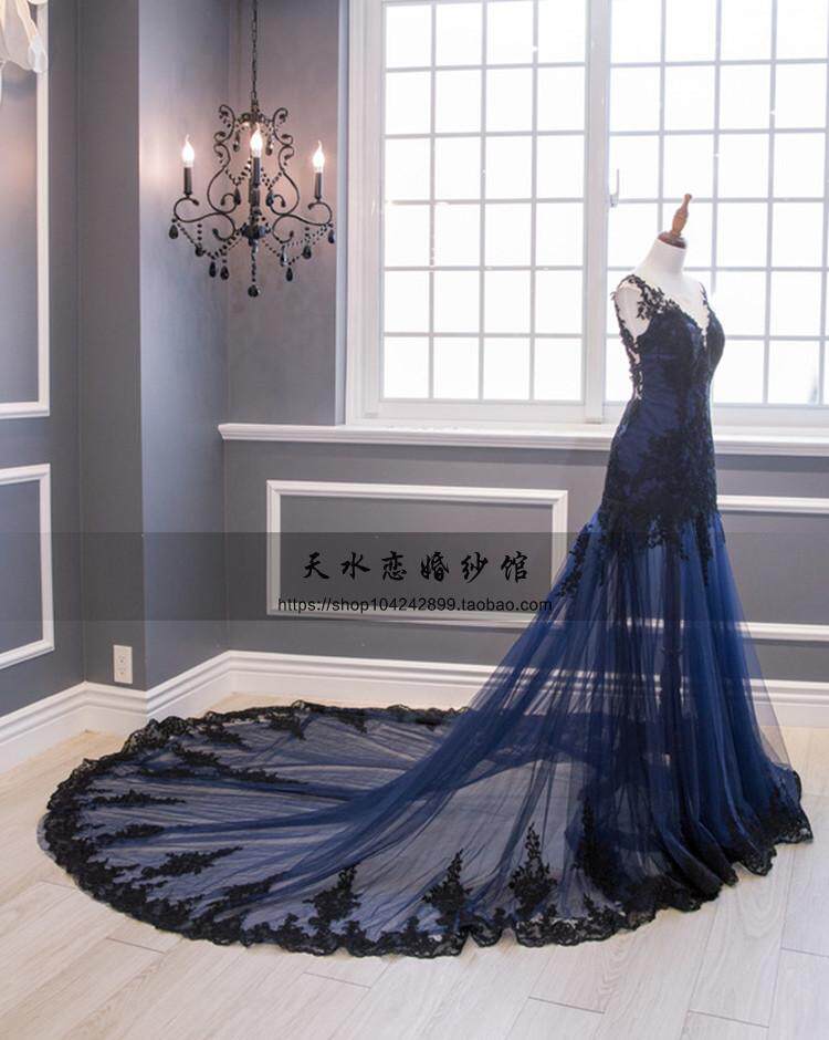 Buttocks perspective one-shoulder bride seaside travel wedding dress photo studio photo evening dress light gauze Sen sexy skirt