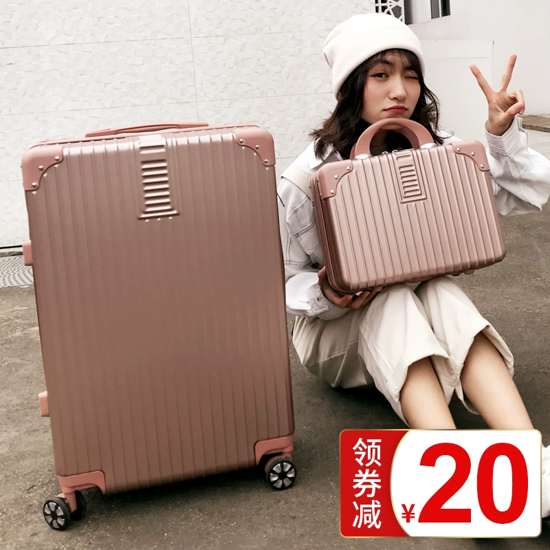 Hộp hành lý mẹ hộp nữ màu đỏ phổ quát bánh xe đẩy vali vali mật khẩu hộp nhỏ 20 phiên bản Hàn Quốc hành lý 24 inch - Va li