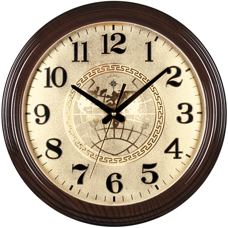 Polaris atmosphere imitation mahogany creative hanging watch Living room mute wall clock Chinese classic quartz clock watch