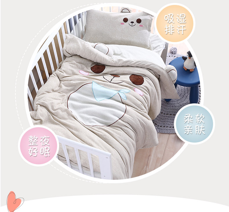 Mẫu giáo quilt ba mảnh nap core sáu mảnh đan thêu kit cotton trẻ em nhập học bộ đồ giường