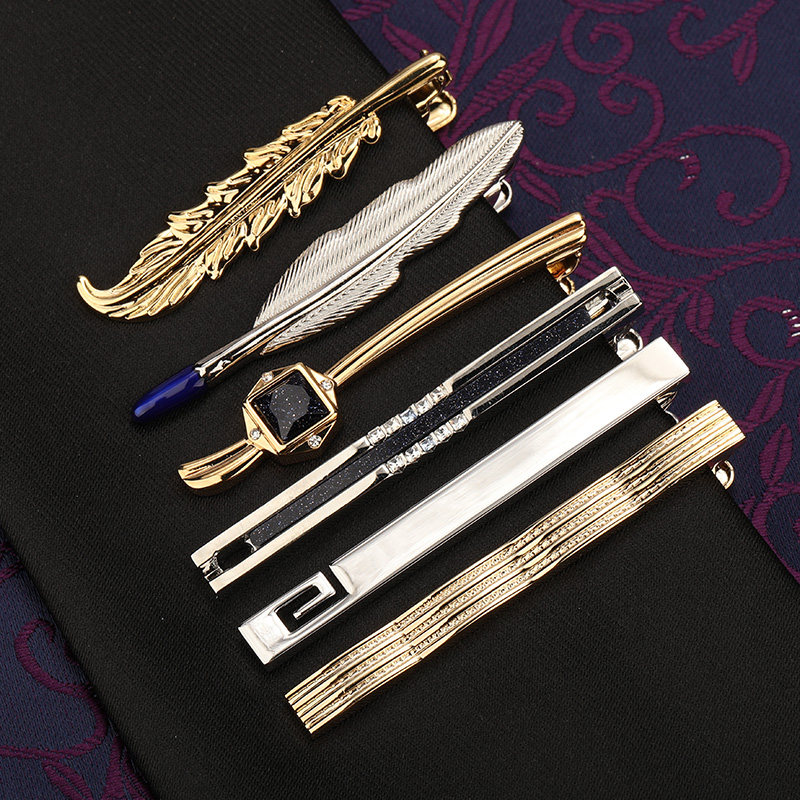 男性用万能タイクリップ、ビジネスフォーマルウェア、ゴールドとシルバー、ウェディングピン、韓国風警備員ファッションタイクリップ