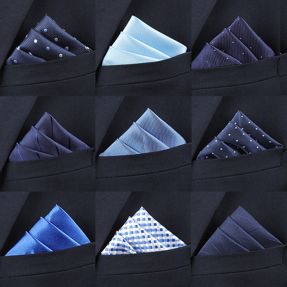 Men's Suit Pocket Square Scarf Men's Shirt Handkerchief Towel Formal Suit Chest Scarf Silk Scarf Blue Small Chest Scarf